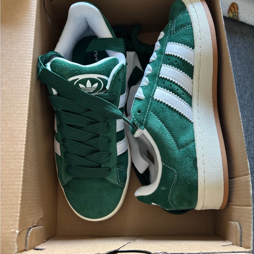 Adidas Green and White Retro Sneakers